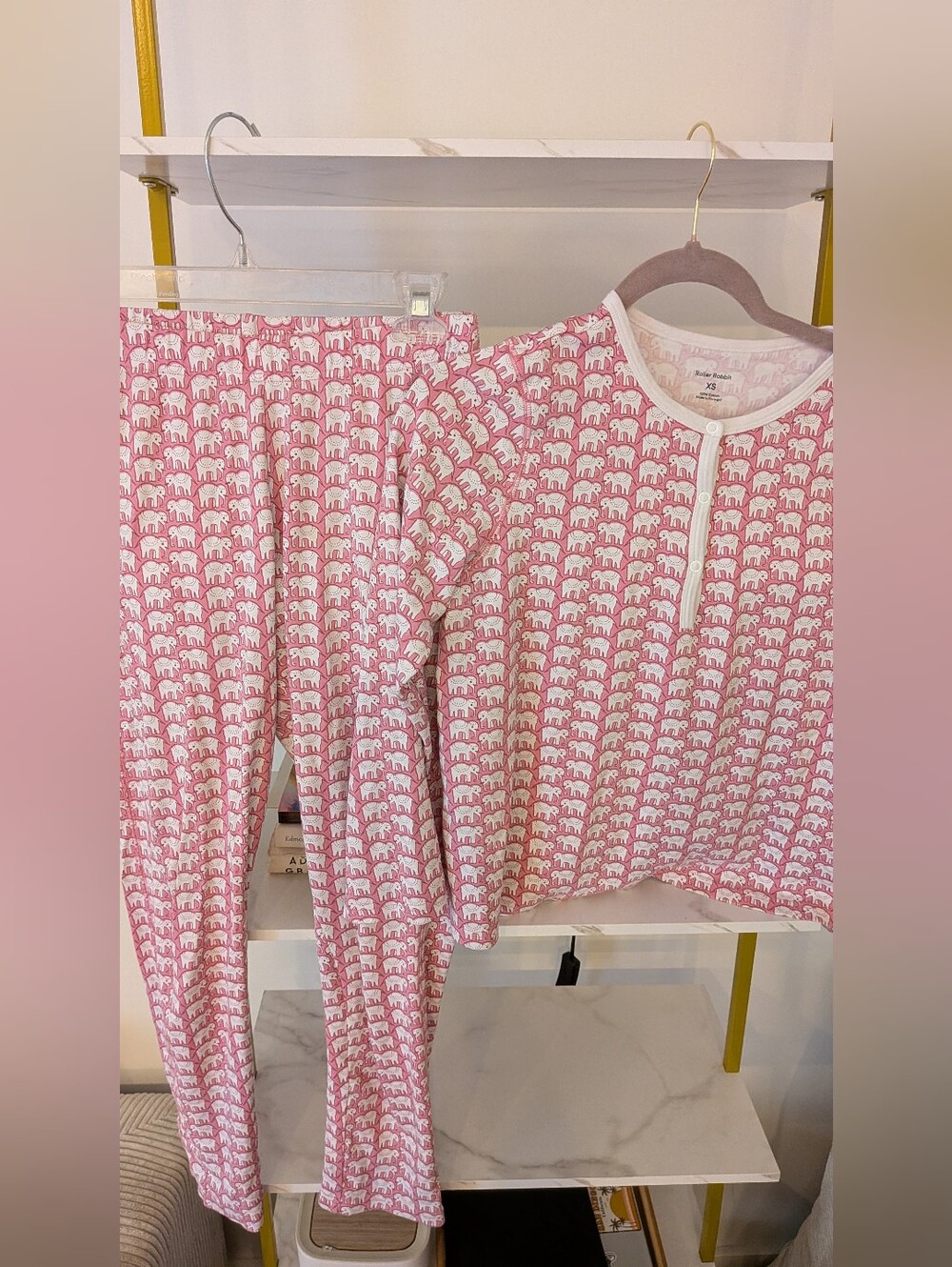 Roller Rabbit Pink and White Elephant-Print  Pajama Set. Still On Website.